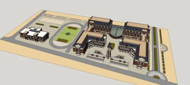 Sketchup学校模型|多层学校，幼儿园，欧式，古典风格，教育建筑