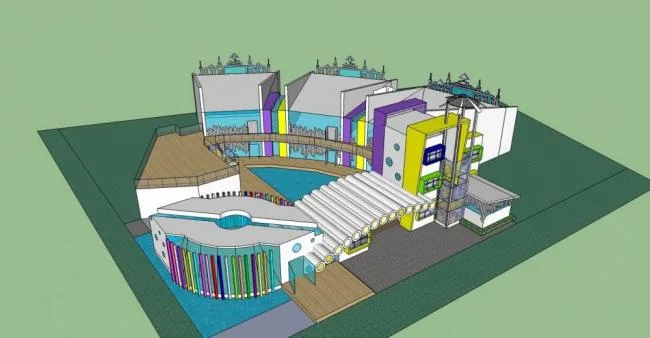 Sketchup学校模型|多层幼儿园，现代风格，教育建筑