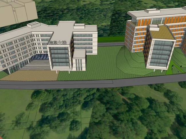 Sketchup学校模型|多层学校，教学楼，教育基地，现代风格