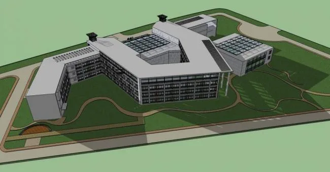 Sketchup医院模型|多层医院，现代风格，门诊楼，医疗建筑
