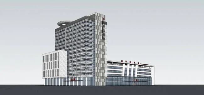 Sketchup医院模型|多层高层混合，医院，门诊大楼，现代风格，医疗建筑