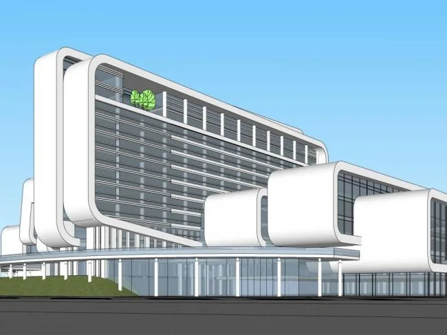 Sketchup医院模型|高层医院，医疗建筑，现代风格