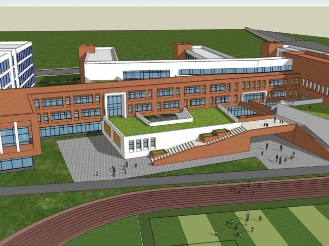 Sketchup学校模型|多层小学校园，学校教学楼，教育建筑，现代风格