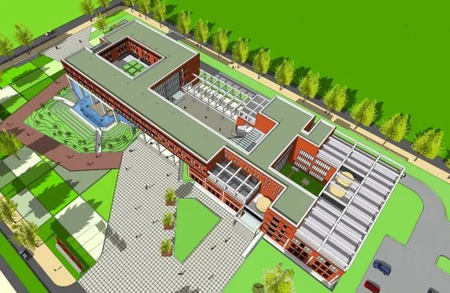 Sketchup学校模型|大学生国际交流中心，学校教学楼，教育建筑，现代风格