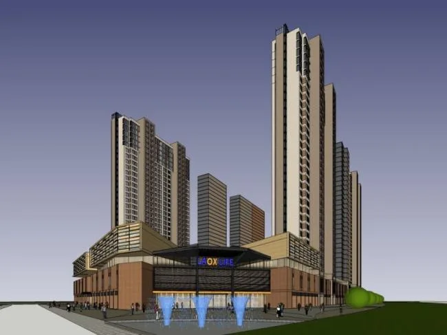 Sketchup综合体模型|超高层城市综合体，商业，住宅，现代风格