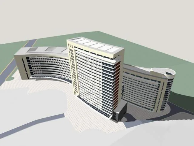 Sketchup医院模型|柳州中医院，多层高层混合，医疗建筑，现代风格
