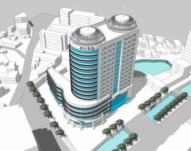 Sketchup医院模型|多层高层混合医院，医疗建筑，现代风格