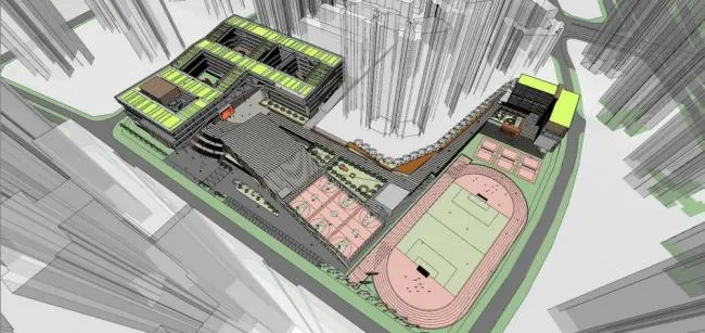 Sketchup学校模型|多层小学校园，教育建筑，现代风格