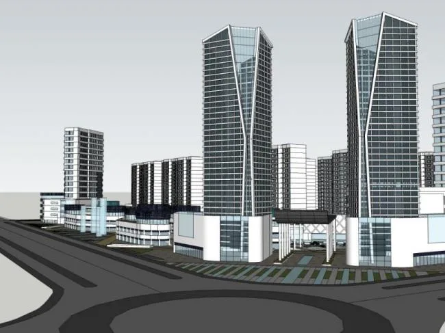 Sketchup综合体模型|多高层商业综合体，住宅，办公，酒店，现代风格