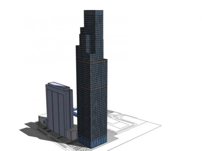Sketchup综合体模型|超高层城市综合体，办公，酒店，商业，现代风格