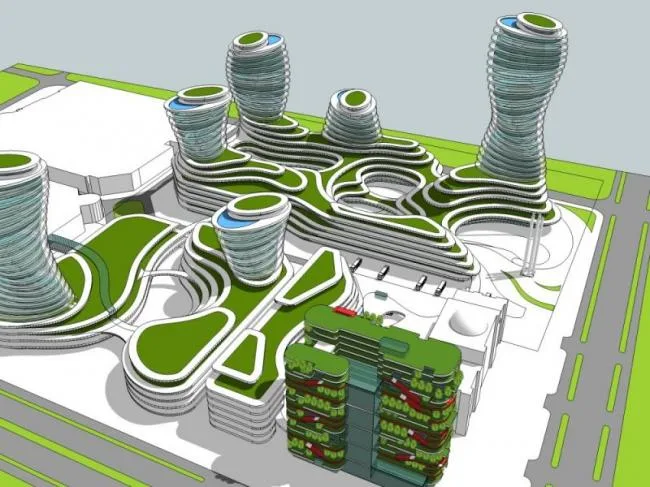 Sketchup综合体模型|多高层商业综合体，住宅，办公，酒店，现代风格