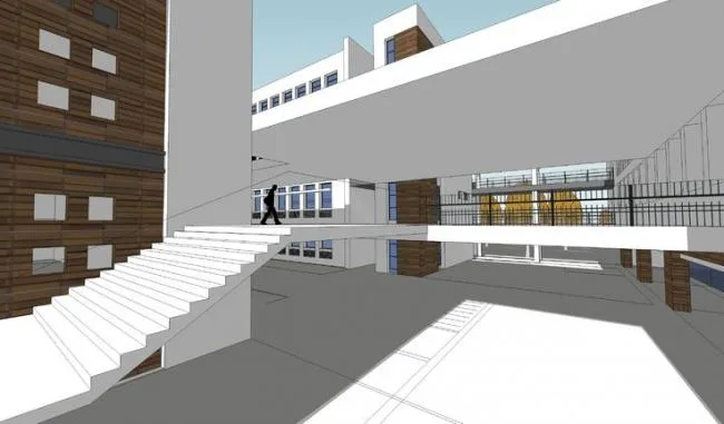 Sketchup学校模型|多层中学学校，校园，教学楼，教育建筑，现代风格