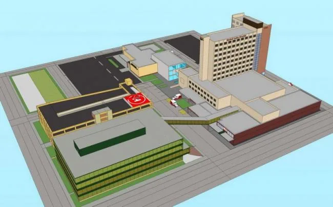 Sketchup医院模型|多高层混合医院，医疗建筑，现代风格