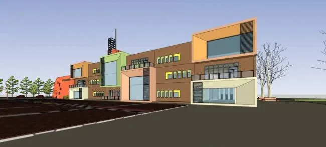 Sketchup学校模型|多层幼儿园学校，现代风格，教育建筑