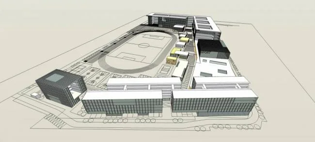 Sketchup学校模型|多层学校，校园，教学楼，教育建筑，现代风格