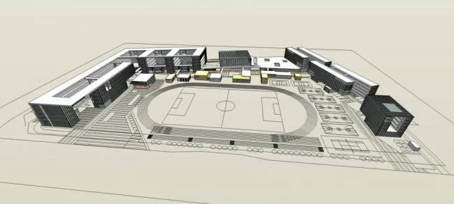 Sketchup学校模型|多层学校，校园，教学楼，教育建筑，现代风格