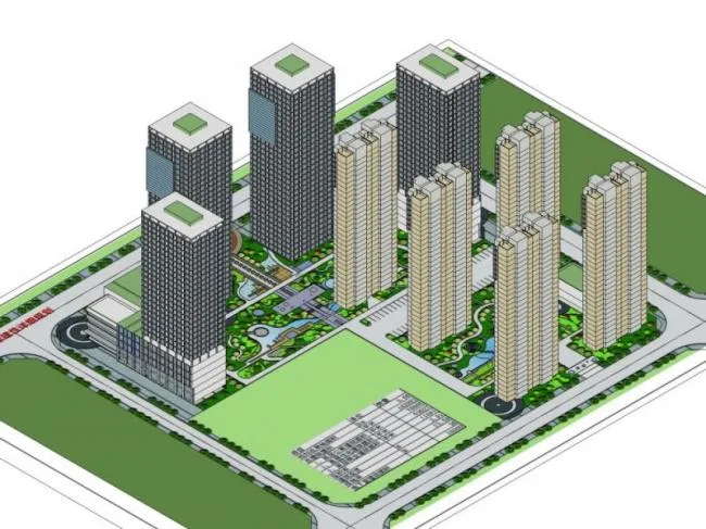 Sketchup综合体模型|多高层综合体，商业，酒店，办公，住宅，现代风格