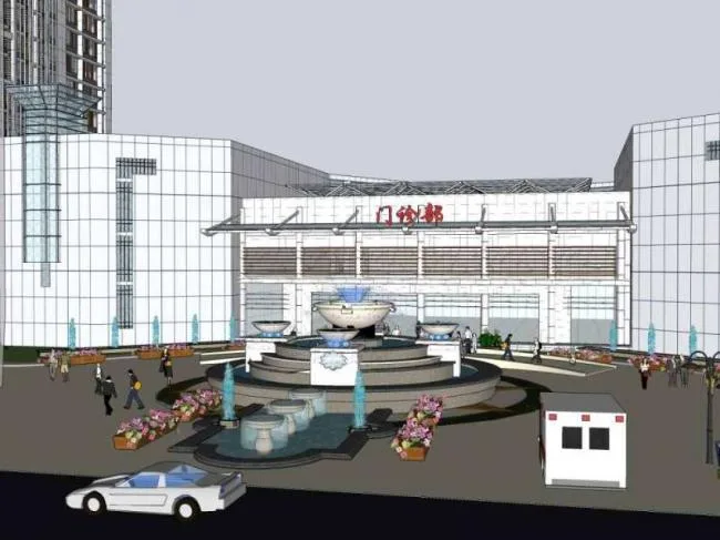Sketchup医院模型|多层高层混合惠山区人民医院，医疗建筑，现代风格