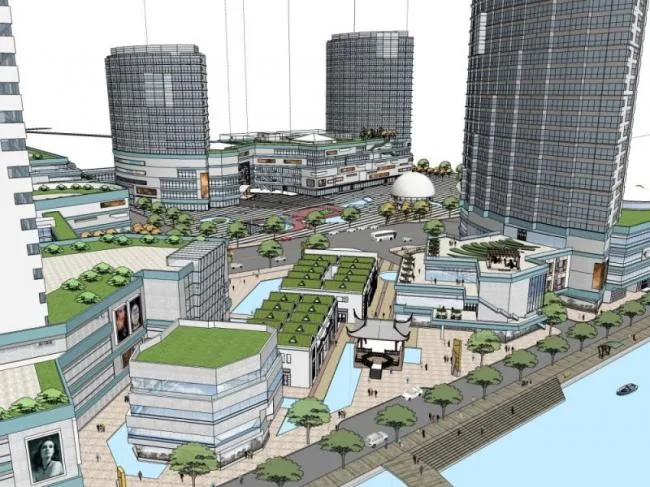 Sketchup综合体模型|超高层商业综合体，住宅，酒店，办公，现代风格