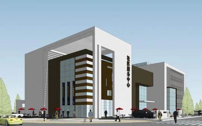 Sketchup文化模型|社区活动中心，现代风格，文化建筑