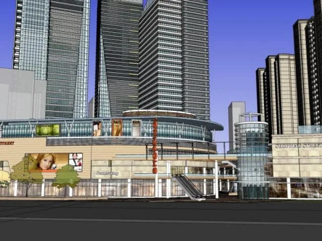 Sketchup综合体模型|超高层商业综合体，住宅，办公，现代风格