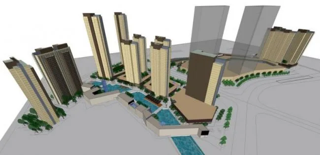 Sketchup综合体模型|多高层商住综合体，住宅，底层商业，古典风格