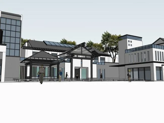 Sketchup文化模型|多层博物馆，文化建筑，中式风格