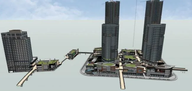 Sketchup综合体模型|超高层办公楼，多高层商业综合体，住宅，现代风格