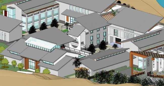 Sketchup文化模型|多层美术馆，文化建筑，现代风格
