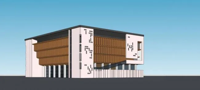 Sketchup文化模型|多层图书馆，文化建筑，新中式风格