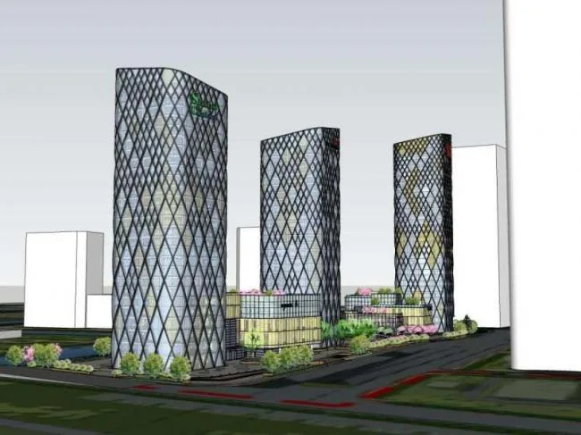 Sketchup综合体模型|高层办公楼，底层商业，酒店，综合体，现代风格