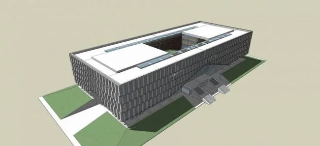 Sketchup文化模型|多层图书馆，现代风格，文化建筑
