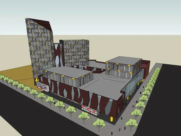 Sketchup综合体模型|多高层综合体，办公楼，商业，现代风格