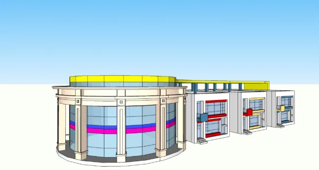 Sketchup学校模型|多层幼儿园学校，教育建筑，现代风格