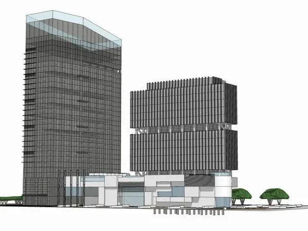 Sketchup综合体模型|多高层综合体，办公楼 ，商业，购物中心，现代风格