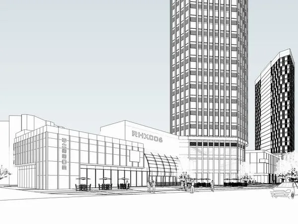 Sketchup综合体模型|超高层办公写字楼，商业，综合体，现代风格