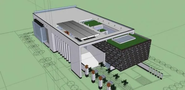Sketchup文化模型|多层图书馆，文化建筑，现代风格