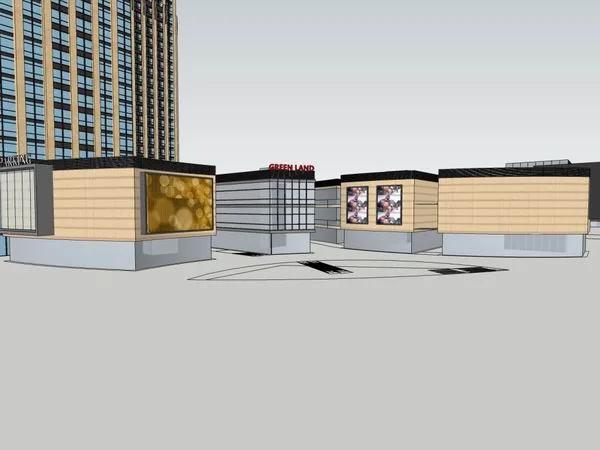 Sketchup综合体模型|高层办公楼，商业，综合体，现代风格