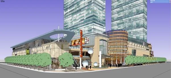 Sketchup综合体模型|超高层办公楼，商业，酒店，综合体，现代风格