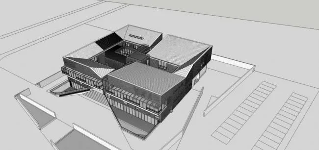 Sketchup文化模型|多层美术馆，现代风格，文化建筑