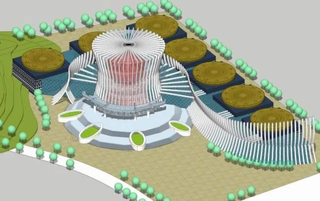 Sketchup文化模型|多层广西特色之铜鼓博物馆，展览馆，展示中心，文化建筑，现代风格