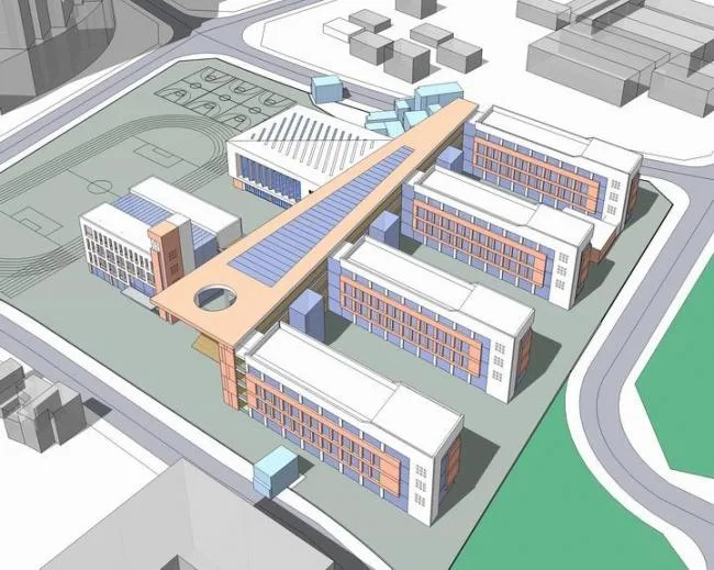 Sketchup学校模型|厦门后江小学中学投标，多层学校，校园教育建筑