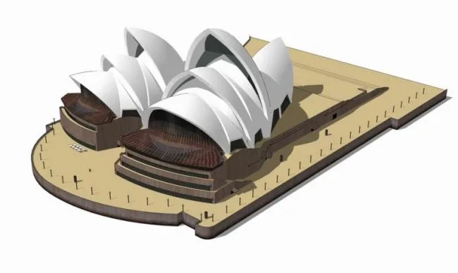 Sketchup文化模型|约恩乌松悉尼歌剧院，多层剧院，文化建筑，现代风格