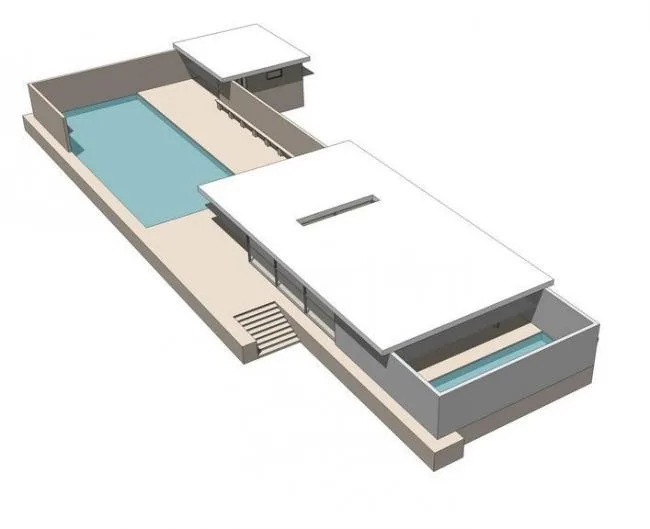 Sketchup文化模型|巴塞罗那德国馆，多层现代文化建筑