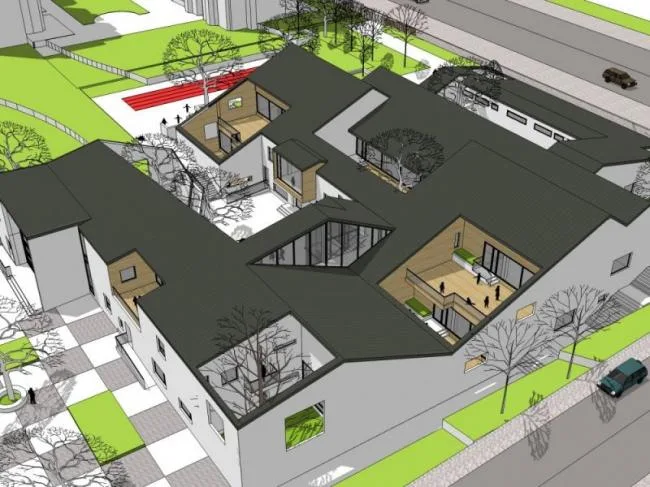 Sketchup学校模型|多层幼儿园学校，校园教育建筑，现代中式风格