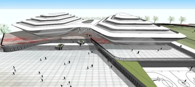 Sketchup体育馆模型|多层大学体育中心，现代风格