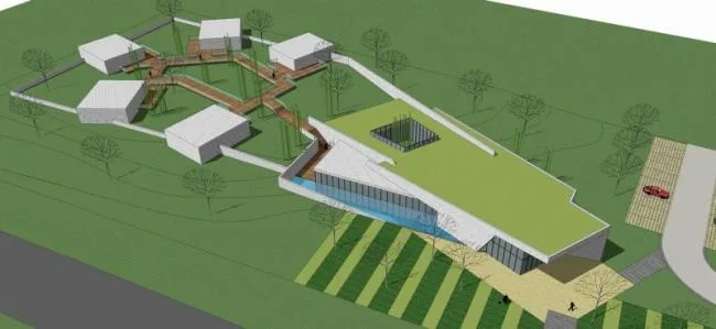 Sketchup文化模型|多层公园建筑，现代风格