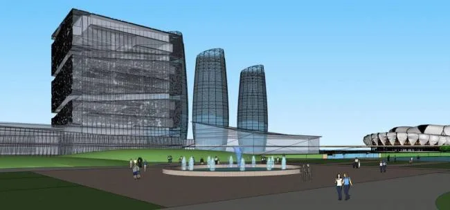 Sketchup体育馆模型|多层奥体中心，体育建筑，现代风格